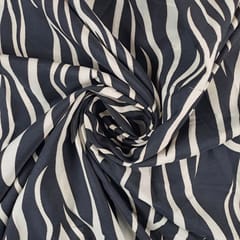 Black Color Crepe Printed Fabric