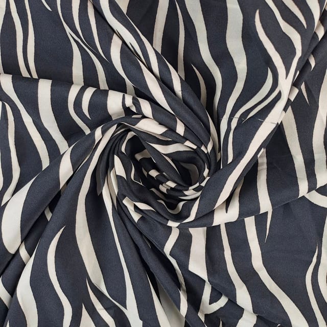 Black Color Crepe Printed Fabric