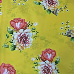 Yellow Color Crepe Printed Fabric