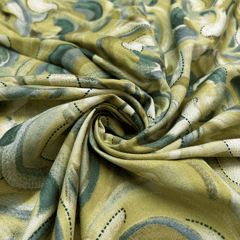 Green Shade Floral Printed Rayon Fabric