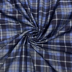 Navy Blue Color Woolen Printed Fabric