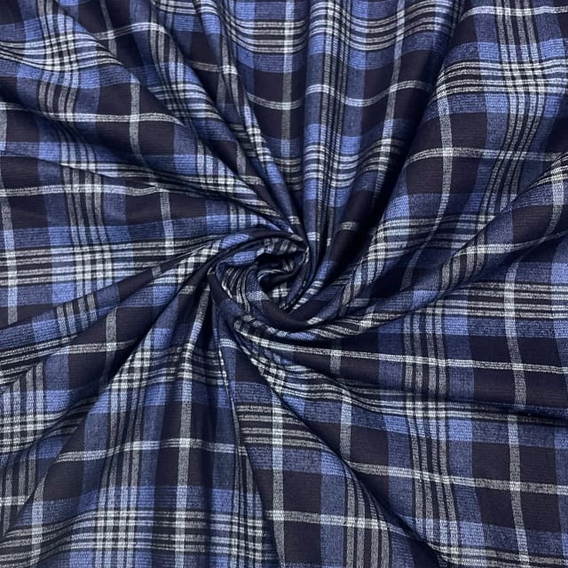 Navy Blue Color Woolen Printed Fabric