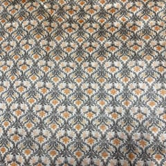 Beige Color Semi Tussar Printed Fabric