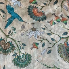 Beige Color Semi Tussar Printed Fabric
