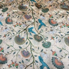 Beige Color Semi Tussar Printed Fabric