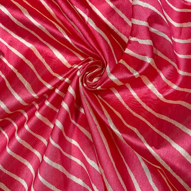 Pink Color Poly Tussar Printed Fabric