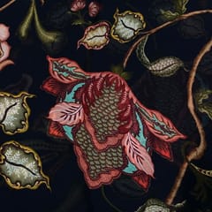 Black Color Georgette Printed Fabric