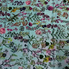 Sea Green Color Chinon Chiffon Printed Fabric
