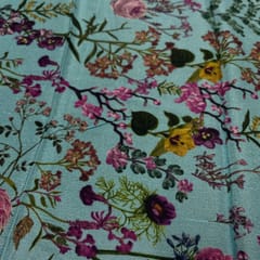 Sea Green Color Chinon Chiffon Printed Fabric