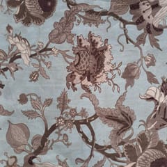 Sky Blue Colour Pure Chanderi Printed Fabric
