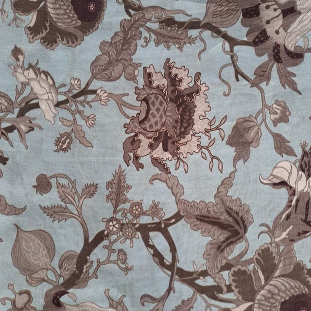 Sky Blue Colour Pure Chanderi Printed Fabric