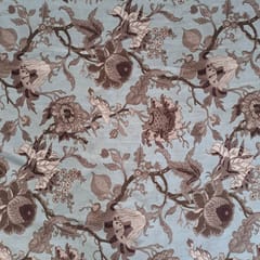 Sky Blue Colour Pure Chanderi Printed Fabric