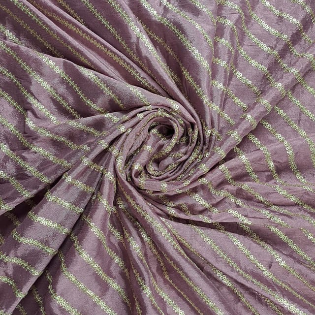 Onion Pink Color Chinon Embroidered Fabric