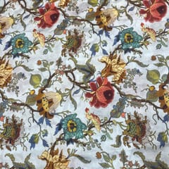 Multi Color Pure Chanderi Printed Fabric