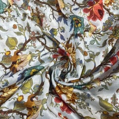 Multi Color Pure Chanderi Printed Fabric