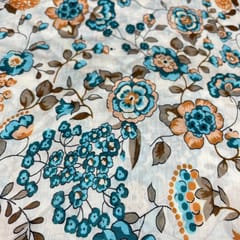 Multi Color Pure Chanderi Silk Printed Fabric