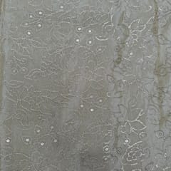 Golden Color Tissue Embroidered Fabric