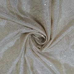 Golden Color Tissue Embroidered Fabric