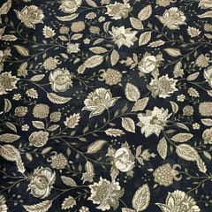 Black Color Cotton Linen Printed Fabric