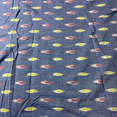 Sky Blue Color Cotton Ikat Fabric