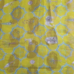 Yellow Color Georgette Zari Printed Fabric