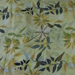 Lemon Color Georgette Satin Printed Fabric