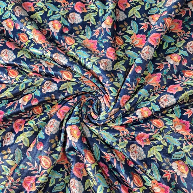 Multi Color Velvet Printed Fabric
