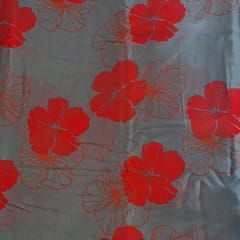 Grey Color Chiffon Printed Fabric