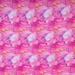 Pink Colour Crushed Satin Printed Fabric