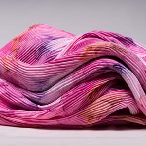 Pink Color Crushed Satin Printed Fabric
