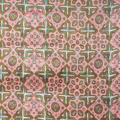 Peach & Blue Colour  Modal Satin Geometrical Printed Fabric