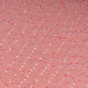 Pink Color Pure Viscose Georgette Bandhej Print with Embroidered Fabric