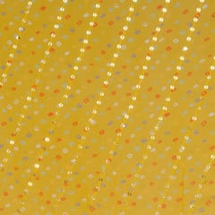 Yellow Colour Pure Viscose Georgette Bandhej Print with Embroidered Fabric