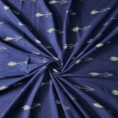 Navy Blue Color Cotton Ikat Fabric