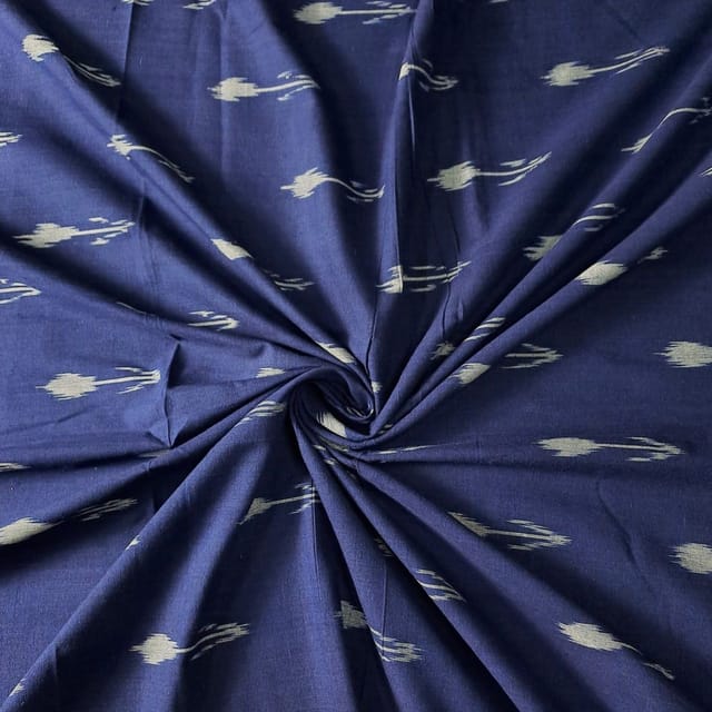 Navy Blue Color Cotton Ikat Fabric