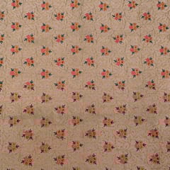 Peach Colour Poly Dupion Embroidered Fabric (1.30 Meter Piece)