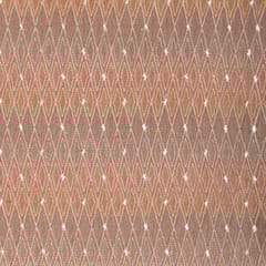 Peach Colour Chanderi Zigzag Embroidered Fabric