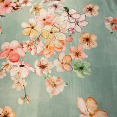 Green Colour Viscose Shimmer Georgette Printed Fabric