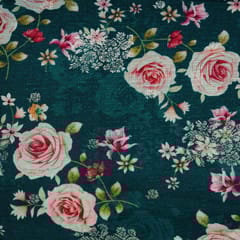 Green Colour Viscose Dola Silk Printed Jacquard Fabric