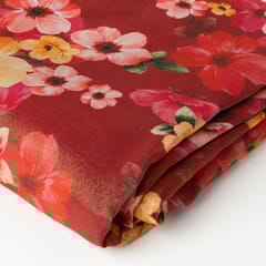 Red Colour Viscose Shimmer Georgette Printed Fabric
