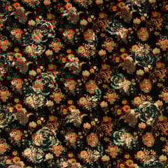 Green Colour Velvet Print with Sequins Embroidered Fabric