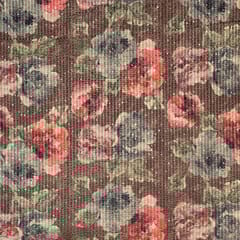 Brown Colour High Quality Velvet Printed Fabric