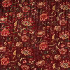 Maroon Colour Velvet Print with Sequins Embroidered Fabric