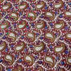 Red Colour Cotton Cambric Printed Fabric