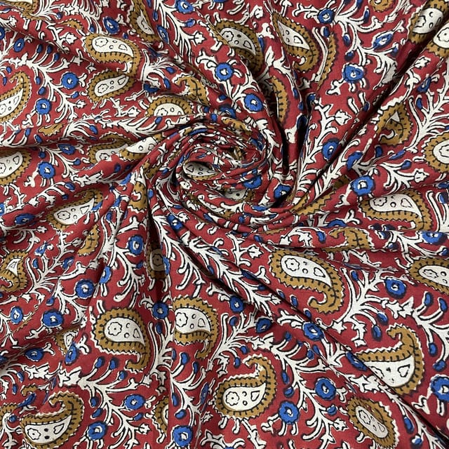 Red Colour Cotton Cambric Printed Fabric