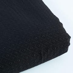 Black Colour Georgette Chikan Embroidered Fabric (75CM Piece)