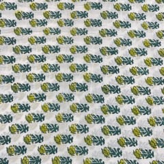 Green Color Cambric Cotton Printed Fabric