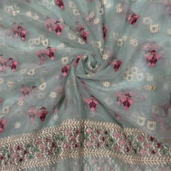Light Brown Color Net Embroidered Fabric