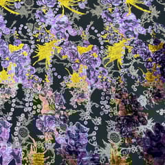 Purple Color Velvet Brasso Printed Fabric