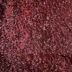 Maroon Colour Lycra Sequins Embroidered Fabric